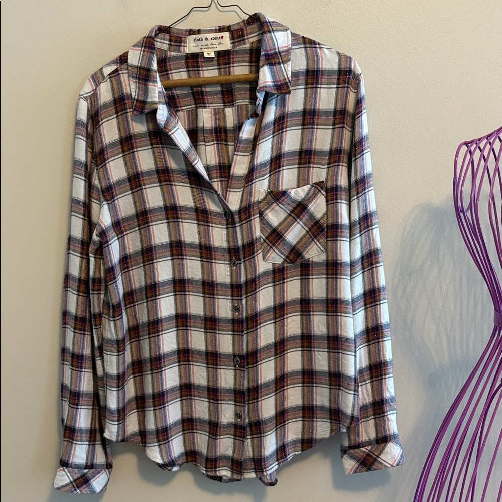 Cloth & Stone by Anthropologie Multicolor Plaid Button Down Shirt